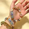 Pulseira Multibao Esmaltada Pulseira de Cristal Rachado Coração Pulseira de Mantra Ouro Esmaltado Meio Açúcar Design com Senso Atração de Riqueza Área Cênica Thangka