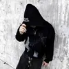 Sudadera con capucha y cremallera de manga larga, estilo gótico oscuro, estampado peculiar de Halloween, estilo hip-hop punk de alta calle