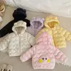 Chaqueta ligera de algodón con relleno de plumón para niñas, abrigo corto de algodón para niños, chaqueta de algodón con capucha para niños, ropa exterior de otoño/invierno para niños pequeños y bebés