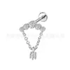 Pendientes de Aleación de Cobre Incrustados con Circonita Pendientes Colgantes de Cadena Pendientes de Alta Gama Pendientes de Joyería para Perforación de Aleación de Titanio G23