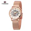 Dropshipping Forsining Reloj Mecánico Manual Casual de Moda para Mujer con Correa de Malla Hueca Compacto