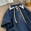 Sudadera Polo con Solapa para Mujer Verano Nuevo Estilo Coreano Holgada de Longitud Media Principios de Otoño Delgada con Tirantes Top Chaqueta de Moda