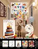 Decoración de Escena de Cumpleaños Lluvia de Globos para Cumpleaños Infantil Niño de 3 Años 2 Años Atmósfera de Ceremonia Tela Colgante para Niña Pequeña