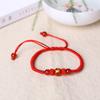 Ano Buming Corda Vermelha Zodíaco Pulseira de Ágata Vermelha Joia da Moda Pulseira Ping An Fu Tecida à Mão