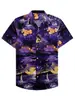Camisa Hawaiana con Dibujos Animados Impresión 3D Cuello Redondo Manga Corta Sin Planchar Camisa para Hombre Top Casual