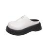 Zapatos Pequeños de Suela Gruesa Baotou Medio Slip-on Birkenneth Zapatos de Mujer Combinan con Todo Estilo Miu Mocasines Pantuflas Slip-on