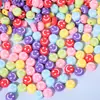 Contas Redondas Lisas Coloridas de Acrílico com Rosto Sorridente para Acessórios de Joias DIY com Furo Contas Soltas Material para Miçangas de Pulseira e Colar Infantil