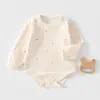 Mameluco de bebé estilo otoño algodón puro clase A botón en el hombro manga larga enterizo traje para gatear ropa para recién nacidos clase A Ropa para niños Anyang