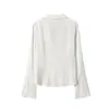 Comercio Exterior al Por Mayor Verano 2026 Estilo Europeo y Americano Moda Casual Ajuste Delgado Satín Atado con Corbata Mangas Acampanadas Camisa para Mujer F26822