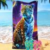 Mengqi Ropa de Hogar Toalla de Playa Estampado de León Toalla Cuadrada de Microfibra Toalla de Baño Absorbente Toalla de Secado Rápido Protector Solar