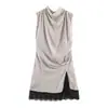 Comercio Exterior Transfronterizo al por Mayor Nueva Moda Femenina Primavera 2026 Estilo Europeo y Americano Vestido Sexy de Encaje con Patchwork