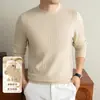 Suéter de punto para hombre yingao, cuello redondo, manga larga, suéter jacquard de otoño e invierno, camisa base estampada casual de negocios para hombre