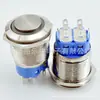 Interruptor Pulsador Lexiu 16mm Doble 2NA2NC Anillo Alto con Luz Metal Ligero Impermeable Auto-Dúplex Auto-Bloqueo