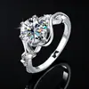 Anillo de Moissanita Moda Simple Estilo Europeo Anillo de Boda Anillo para Dedo Anular de Mujer Anillo de Plata de Ley S925 Para Mujer En Stock Venta al por mayor