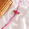 Nudo Chino 8 Placas Borde Dorado Semicabado DIY Hecho a Mano Tejido Decoración Colgante Cordón para Colgar Cordón Rojo Accesorios Materiales Cordón para Colgar