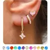 Pendientes de aro de cartílago transfronterizos de Amazon, pendientes de piedra de nacimiento, conjunto de pendientes multicolor de moda y simple para mujer