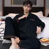 Outono Novo Luxo Primavera, Outono e Verão Novo Estilo Masculino Algodão Puro Calças de Manga Comprida Conjunto de Duas Peças Roupa de Casa Pijama