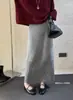 Falda midi de punto de felpa estilo coreano Otoño/Invierno 2026 para mujer, con intrincados detalles de ganchillo calado, diseño de pierna recta y una silueta sofisticada