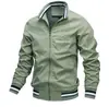 Jaqueta Longa com Manga Longa e Gola Alta Estilo Americano com Zíper, Jaqueta Bomber Baseball, Caimento Solto para Homens