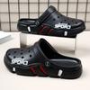 Sapatos com Furos Sandálias de Praia Masculinas de Verão Novas de Sola Grossa Roupa Chinelos Casuais Respiráveis Masculinos Chinelos Tamanho Plus