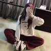 Sudadera de Manga Larga con Cuello Redondo y Letras Estilo High Street Europeo y Americano para Mujer Otoño e Invierno 2024 Nuevo Estilo Holgado Perezoso Abrigo Top Versátil