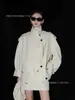 Chaqueta Retro de Comercio Exterior para Mujer de Primavera y Otoño Abrigo Corto de Solapa Europea y Americana ZA Abrigo Corto Blanco
