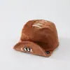 Gorro suave de ala flexible para bebé, color oscuro, resistente a la suciedad, gorro cálido de pana para otoño con bordado de letras, gorra para bebé