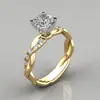 Anillo de Princesa de Dos Tonos con Baño de Oro Rosa de 18 Quilates Sanjie Venta Caliente Transfronteriza Nuevo Anillo de Compromiso Europeo y Americano