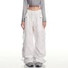 Pantalones Cargo Blancos Hip-Hop Estilo Americano para Mujer, Pantalones Deportivos de Verano Hip-Hop Jazz Dance, Pantalones Delgados de Cintura Alta y Corte Ajustado