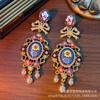 Pendientes de flores chinas nuevos del Palacio Antiguo de Victoria Pendientes de perlas con lazo vintage de estilo medio
