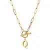 Europa y Estados Unidos cadena de clip de hebilla Ot transfronteriza collar con colgante de 26 letras inglesas cadena de clavícula femenina de acero inoxidable oro de 18K
