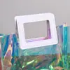Bolsa de Mão Laser em PVC Personalizada Elegante Bolsa de Gelatina Transparente Saco Plástico Colorido com Zíper TPU Logo Personalizado