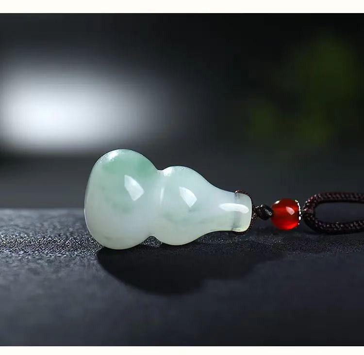 智贝详情图_2金丝玉天山玉翠葫芦吊坠男飘花翡翠色玉石女款挂坠