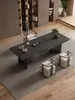 Mesa de Centro de Pizarra de Piedra de Lujo, Juego Moderno de Mesa y Sillas para el Té, Sencillo y Elegante con un Toque de Alta Gama, Mesa para Ceremonia del Té de Oficina, Mesa para Preparar Té