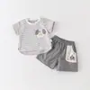 Camiseta de Manga Corta para Niños Atuendo de Verano 2026 Nueva Moda Casual con Cuello Redondo para Bebés y Niños Pequeños, Camiseta Básica para Niños para el Verano