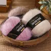 Xale Cobertor de Lã de Alpaca Mohair Tingido em Degradê Tricotado à Mão com Padrão Lã para Bebê de Espessura Média