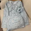 Novo modelo 2026 pijama de gaze de algodão com gola redonda, 100% algodão, camada dupla de gaze, amigável à pele e confortável, conjunto de duas peças para casa