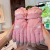 Guantes Esqui Invierno Mujer Ciclismo Más Terciopelo Cálidos y a Prueba de Frío Pantalla Táctil Exteriores Invierno Guantes Rojos Cálidos para Mujer