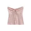 Estilo Deseo Puro Bloque de Color Rayas Encaje Cordones Bandeau Top Mujer 2026 Verano Nuevo Delgado Corto Chica Caliente Capa Base Top