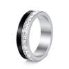 2026 Joyería Femenina de Nuevo Estilo Europeo y Americano Incrustada con Diamantes Cuadrados y Anillos de Pareja de Acero de Titanio con Goteo de Aceite, 6 mm de Ancho, Galvanizado al Vacío