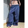 Calça Casual Larga com Letras de Strass Estilo Americano para Homens e Mulheres, Calça Reta de Comprimento Total para Dança Jazz Hip-Hop