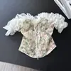 Top strapless floral estilo francés para mujer, nuevo top sin mangas tipo corsé de ballenas con retazos vintage, primavera temprana 2026