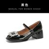 Sapatos Mary Jane com Strass de Boca Rasa para Mulheres Estilo Francês Retrô Salto Grosso com Tira Vestido Diário Salto Alto Sapatos Vermelhos para Madrinhas