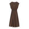 Estilo Europeu e Americano Transfronteiriço Aliexpress Comércio Exterior Roupas Femininas Zr Vestido Novo Sem Mangas com Decote Quadrado e Cintura Marcada