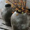 Jarrón de Cerámica Gruesa Hecho a Mano Jingdezhen Cerámica de Arcilla Antigua Imitación Estilo Retro Sala de Té Zen De Pie Olla Antigua de Cerámica