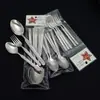 Conjunto de Talheres de Aço Inoxidável 201 com Cinco Peças (Faca, Garfo e Colher) para Hotel, Cozinha Ocidental, Faca de Bife, Garfo, Colher de Sobremesa com Bolsa Porta-Cartão de PVC, Conjunto de 6 Peças