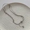 Colar de Aço Inoxidável Corrente Osso de Cobra Contas Redondas Camada Dupla Nicho Simples Corrente de Clavícula Moda Versátil Anel Duplo Personalizado Corrente de Clavícula