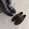 Zapatos Mary Jane en Forma de T de Cuero Genuino para Mujer, Nuevo Estilo Otoño, Zapatos Planos Redondos Completamente de Cuero, Zapatos Planos Retro para Mujer 40