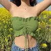 Top de tubo corto de encaje con cordones, ajuste ceñido, Camisola de punto versátil para mujer, Moderno, Adelgazante, Fresco y Dulce