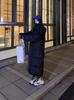 Inverno 2024 Novo Estilo Estilo Chinês Casaco de Algodão com Penas Longo Acima do Joelho Versão Coreana Solto Acolchoado Espesso Jaqueta de Algodão Tendência Feminina Outerwear